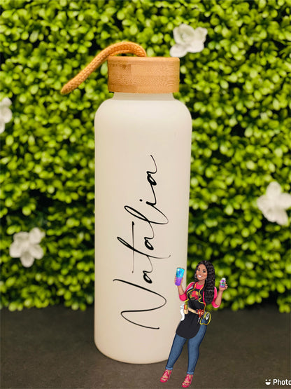 Matte or Iridescent Glass Water Bottles | Custom Water Bottle | Personalized Glass Bottle |Gift