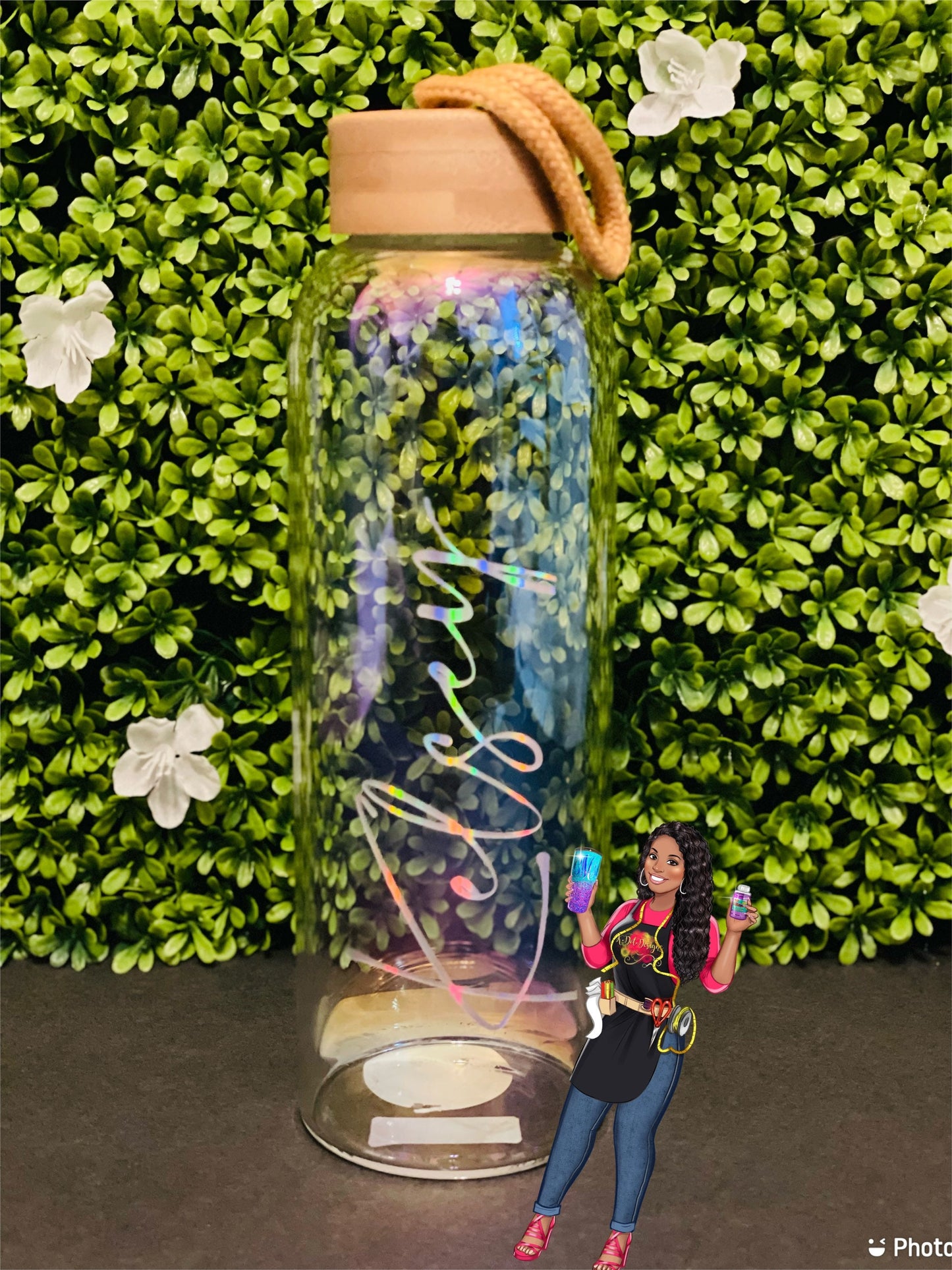 Matte or Iridescent Glass Water Bottles | Custom Water Bottle | Personalized Glass Bottle |Gift