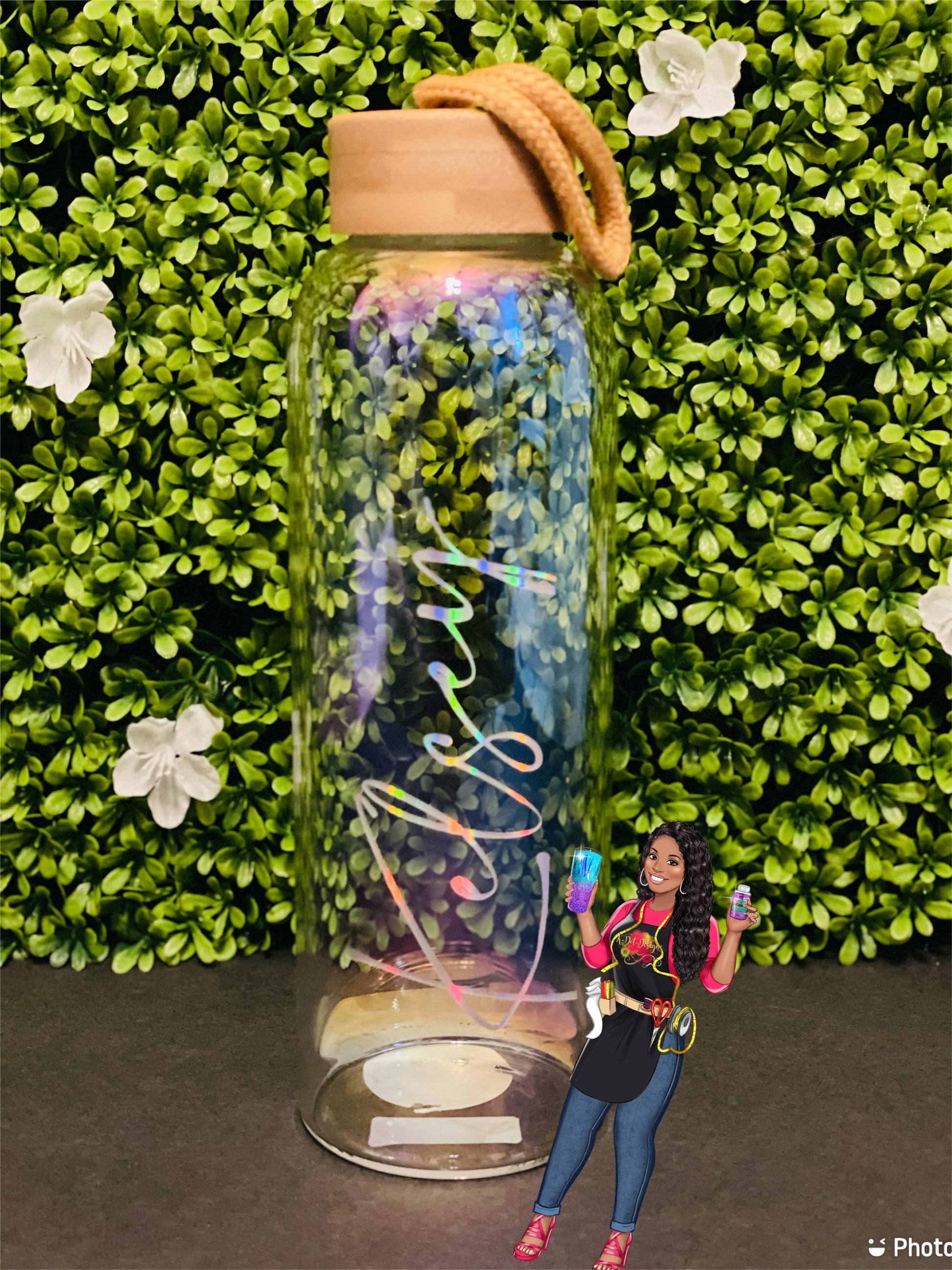 Matte or Iridescent Glass Water Bottles | Custom Water Bottle | Personalized Glass Bottle |Gift