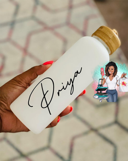 Matte or Iridescent Glass Water Bottles | Custom Water Bottle | Personalized Glass Bottle |Gift