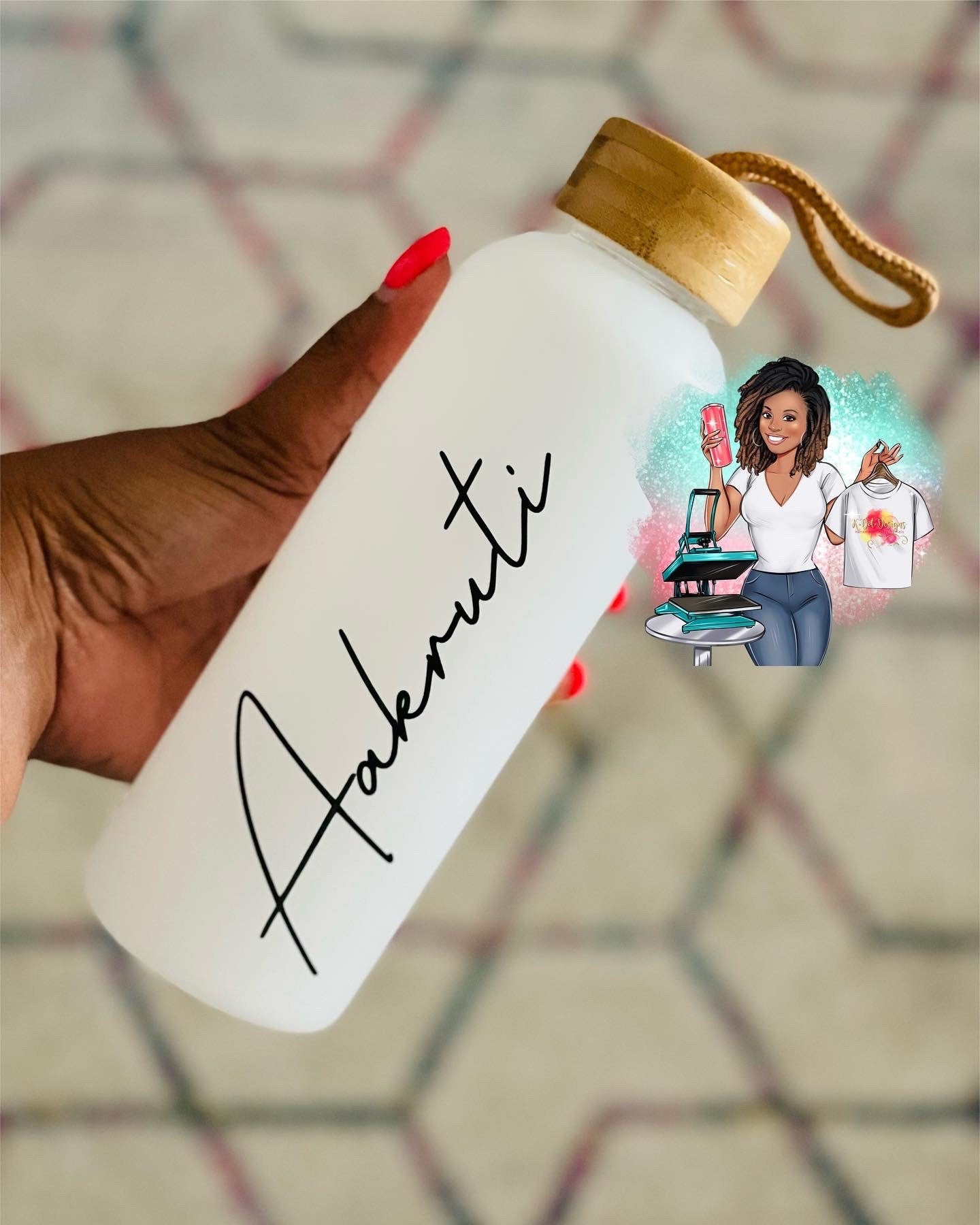 Matte or Iridescent Glass Water Bottles | Custom Water Bottle | Personalized Glass Bottle |Gift