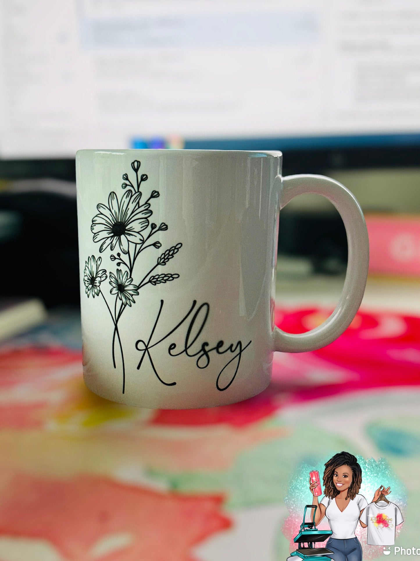 Personalized Name Flower Mug, Mug Gifts, Flower Gifts, Custom Name Mug Flower Coffee Cup, Personalized Flower Gifts | Fast Shipping