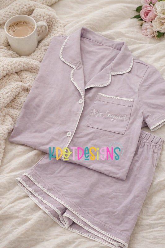 Embroidered Pajamas Set