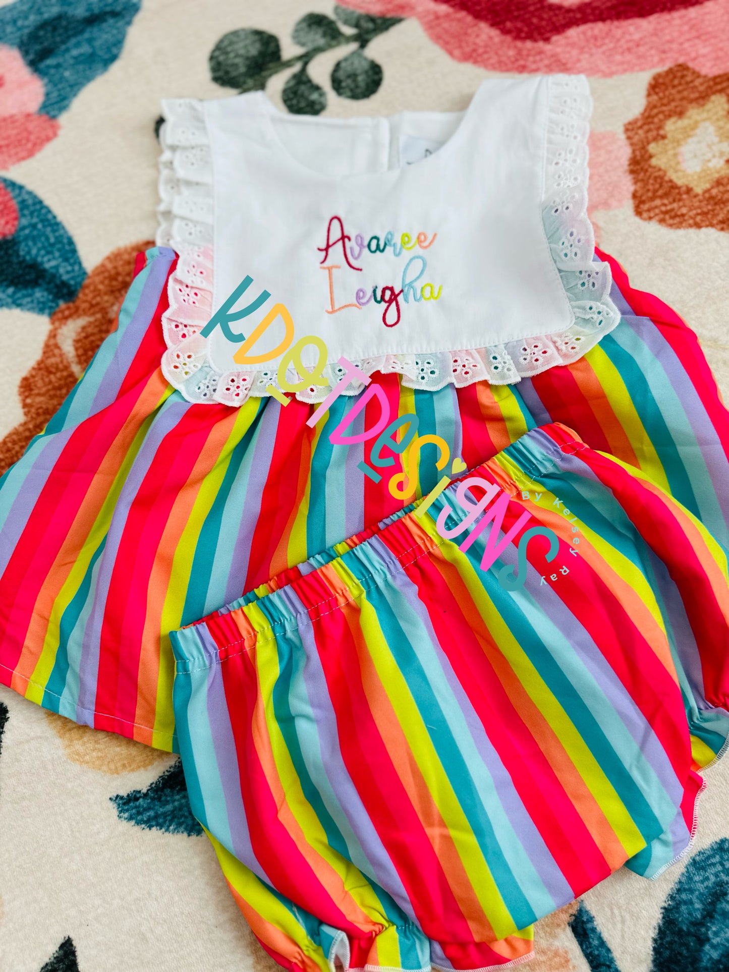 Embroidered Neon Toddler Outfit
