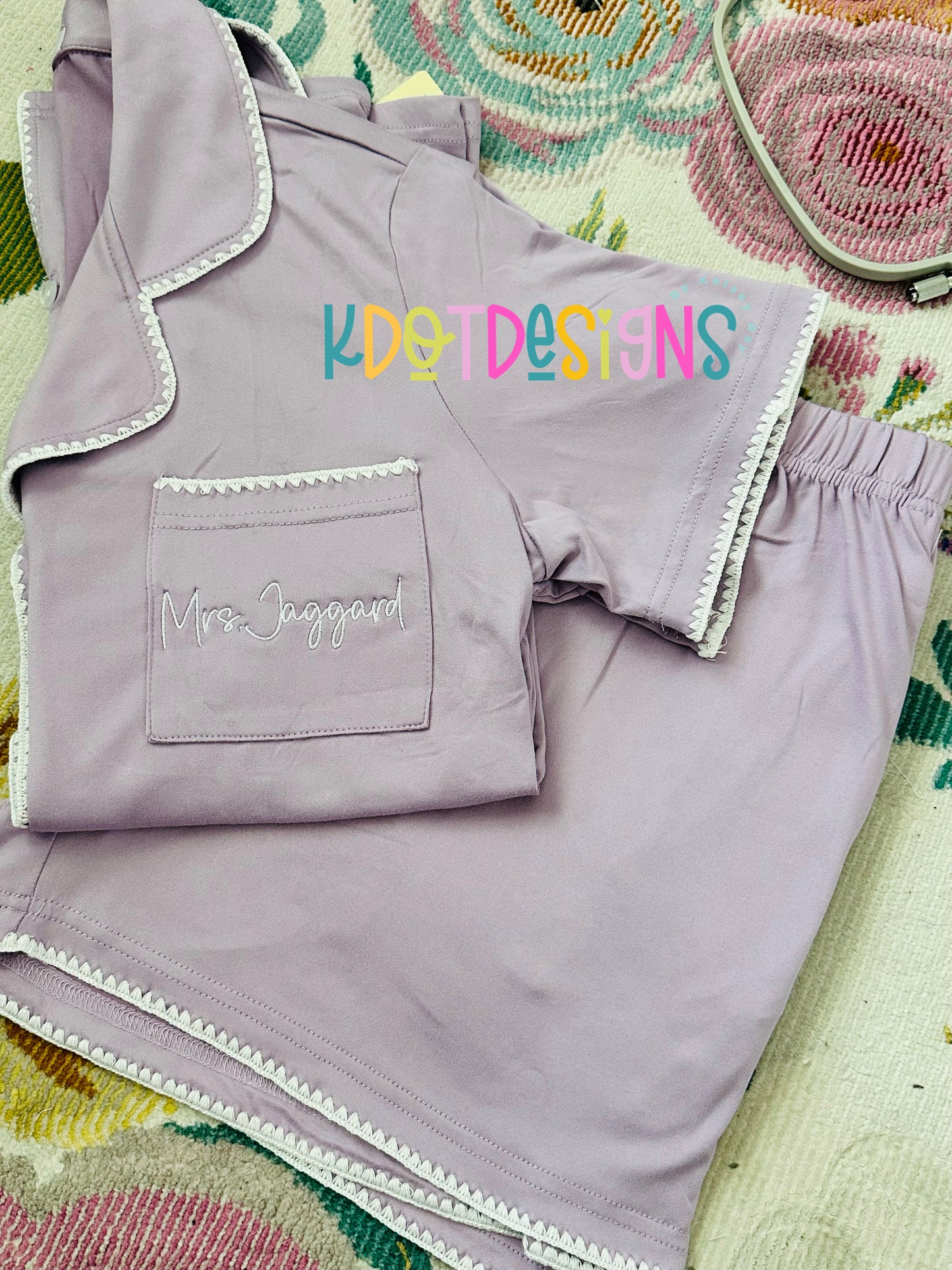 Embroidered Pajamas Set
