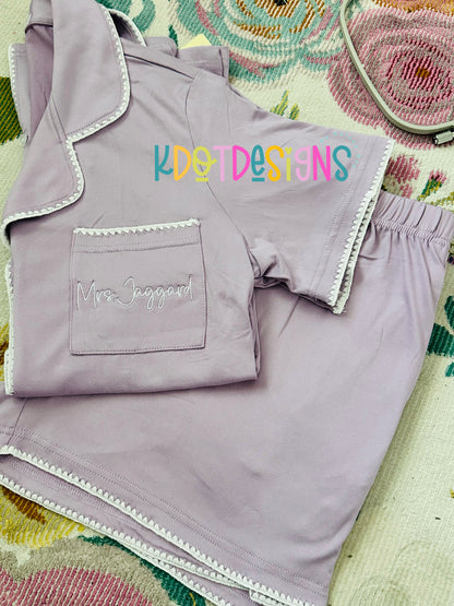 Embroidered Pajamas Set